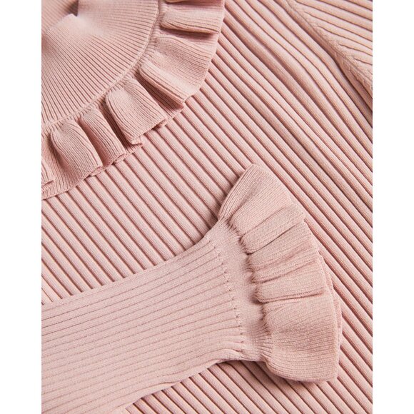 Ted Baker Women's Fitted Top Frill Neck Detail in Pink, Katella Size 1/US 4 New - Picture 3 of 12